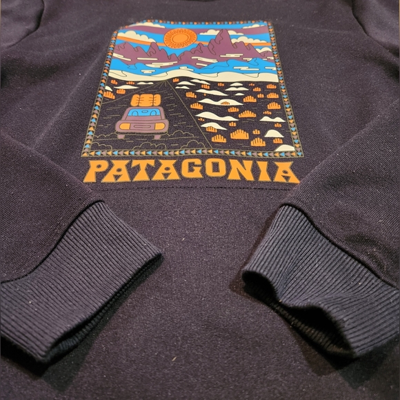 Patagonia Summit Road Navy Blue Hoodie Sweater Mens Small - Picture 2 of 4